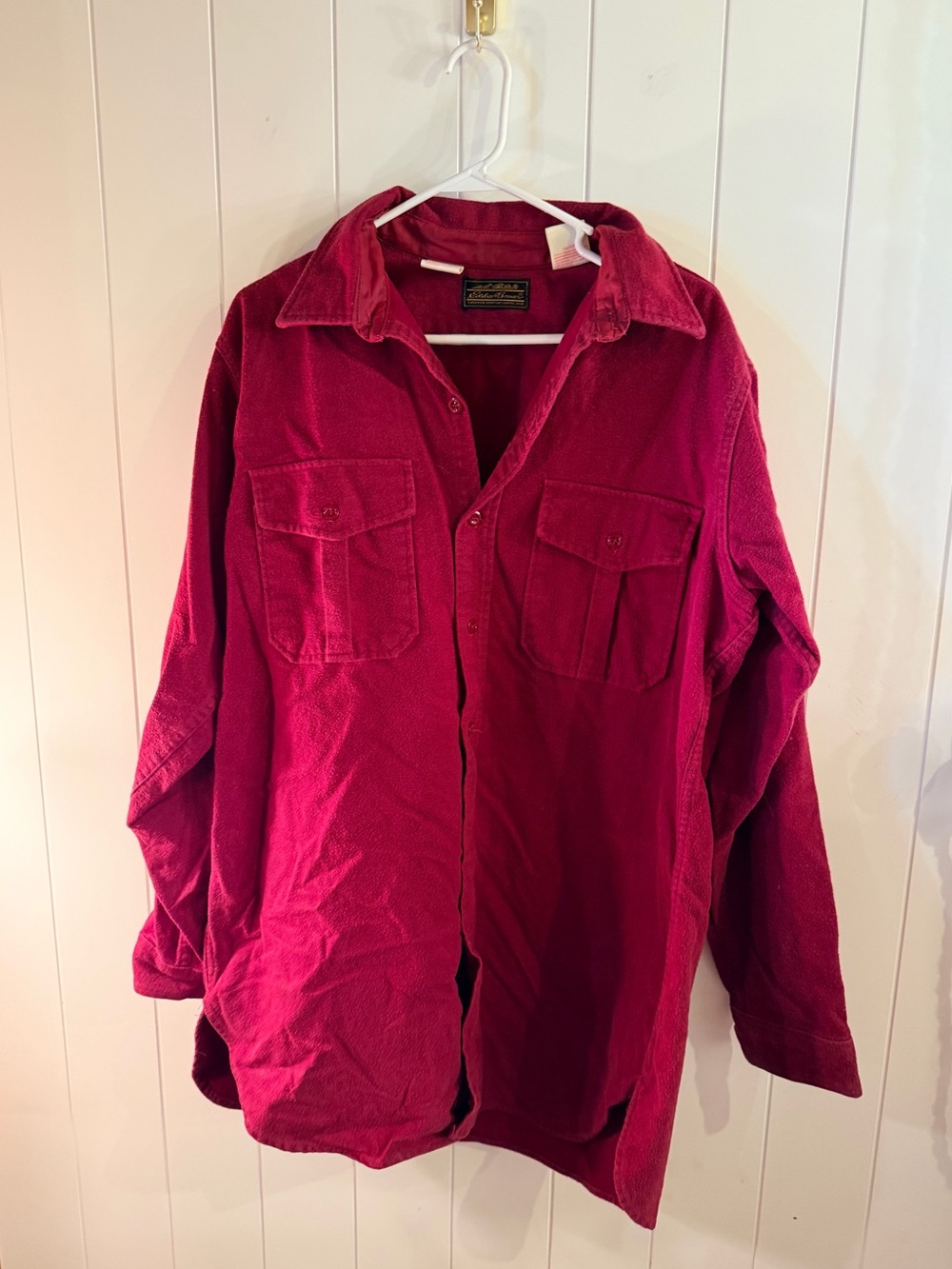 Eddie Bauer Expedition Outfitters Chamois Cloth Shirt Burgundy Men’s XL Tall